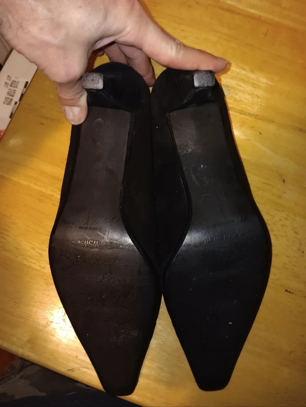 Stuart Weitzman Suede Black Square-Toe Slip-On Pumps Size 9